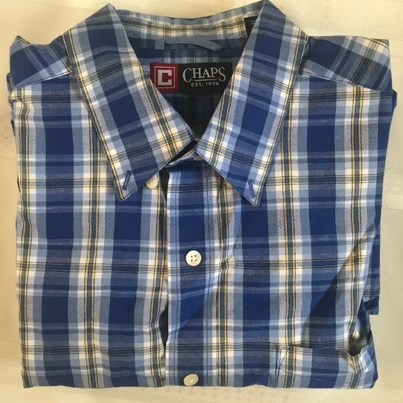 Mens Large Chaps Button Down Plaid Check shirt - Picture 4 of 7